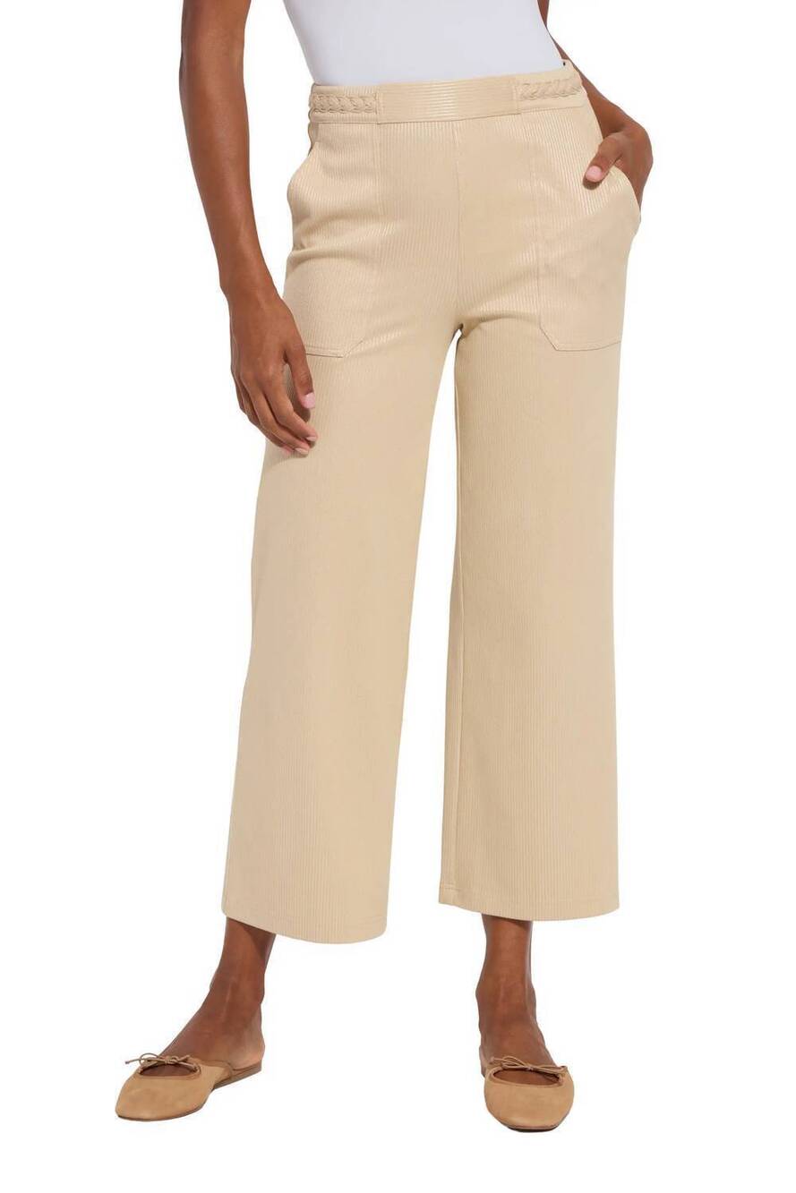 NEW LYSSE hays wide leg crop pants in beige